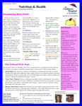 Nutrition & Health newsletter from The Children's Hospital at Montefiore featuring two clinical dietitians.