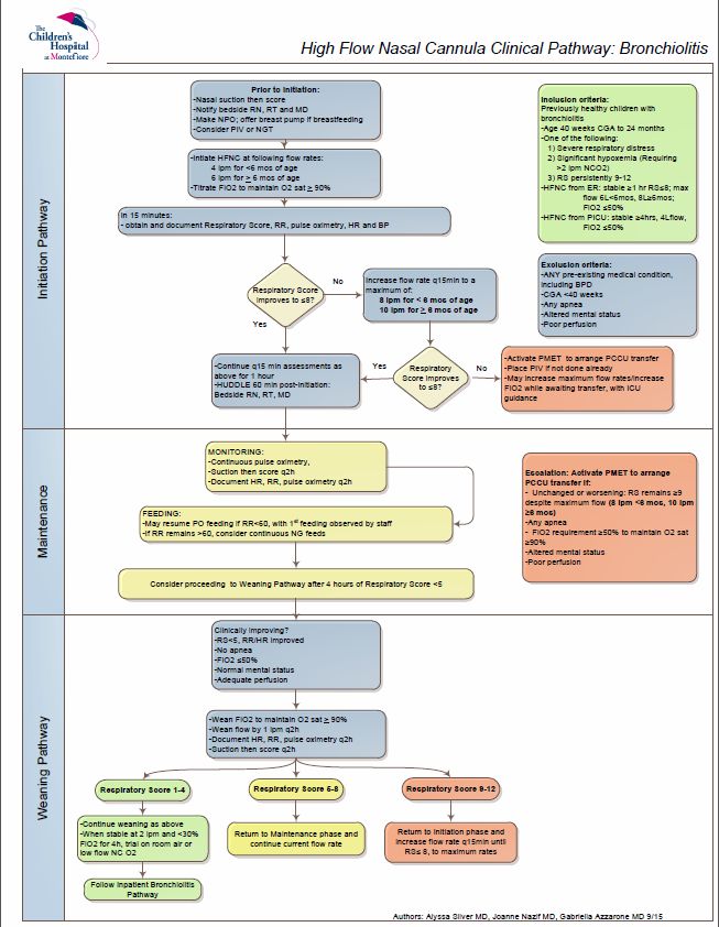 Open High Flow Nasal Cannula Clinical Pathway: Bronchiolitis PDF