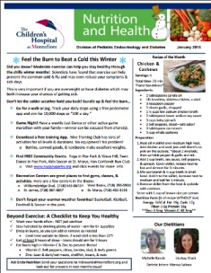 Children&rsquo;s Hospital clinical newsletter on nutrition featuring dietitians Michelle Rauch and Lindsay Shuck.
